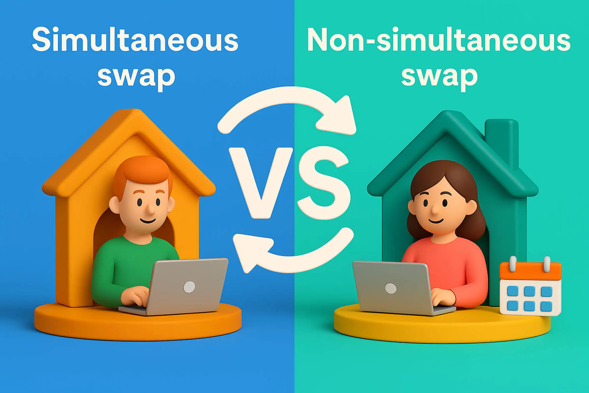 Simultaneous vs. Non-Simultaneous Home Swaps -- yes, its AI generated but it looks nice!